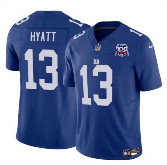 Men & Women & Youth New York Giants #13 Jalin Hyatt Blue 2024 F.U.S.E. 100TH Season Patch Vapor Untouchable Limited Stitched Jersey,We sell and wholesale Men & Women & Youth New York Giants #13 Jalin Hyatt Blue 2024 F.U.S.E. 100TH Season Patch Vapor Untouchable Limited Stitched Jersey on line form chian!